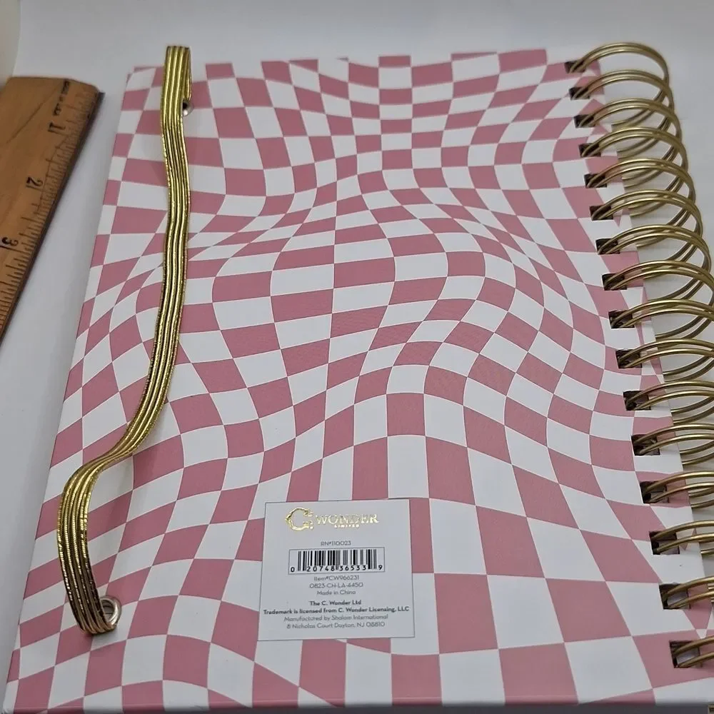 Positive vibes spiral notebook, journal Daisy checkered Ledger lined pages